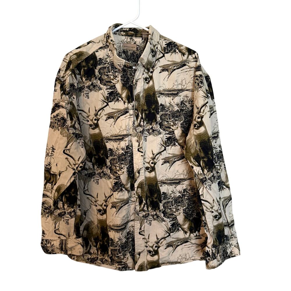 Rugged Earth Outfitters Shirt Men’s XL Green Deer Outdoor Hunting Cotton